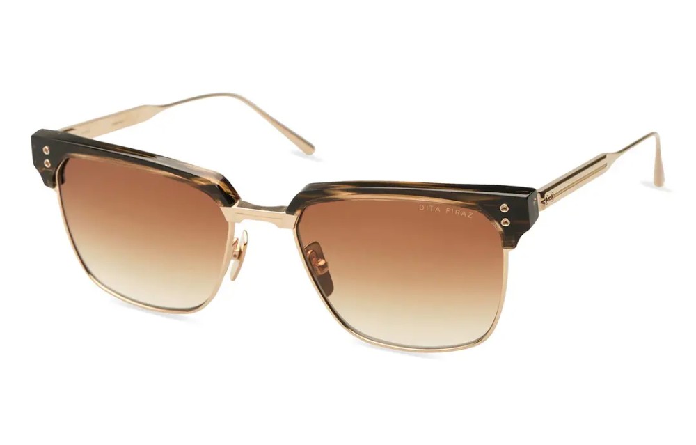 Dita FIRAZ DTS431-A - 03 - 55 Lunettes de soleil Havane, Or Angulaire