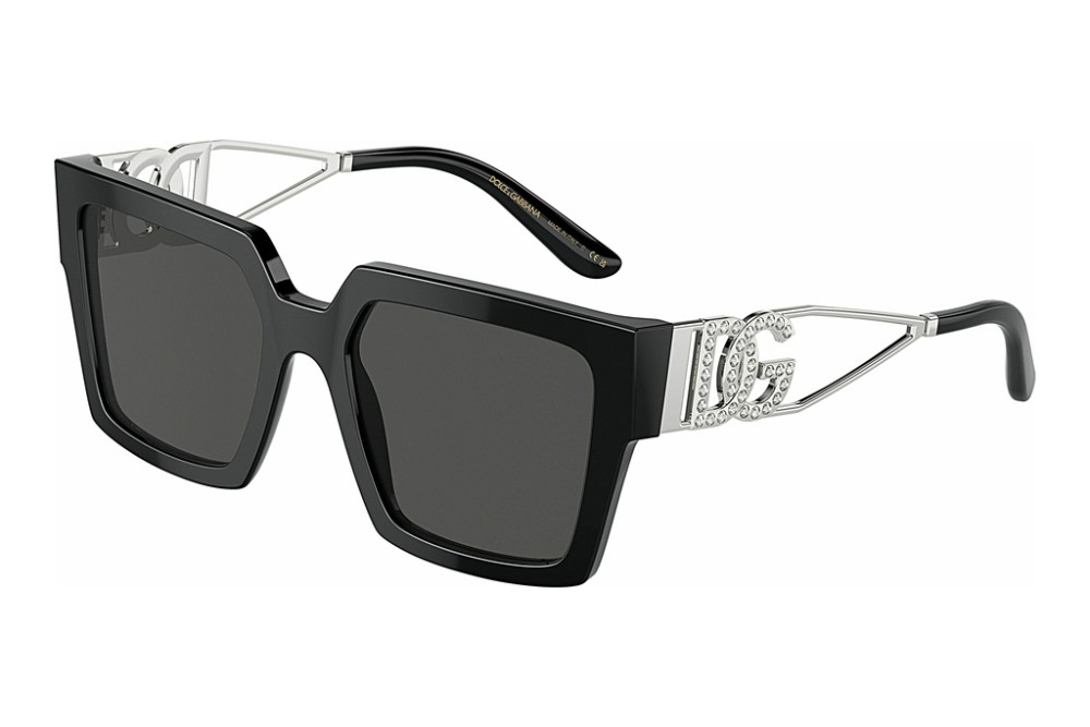 DOLCE & GABBANA DG4446B - 501/87 - 53 Lunettes de soleil Noir, Argent Angulaire