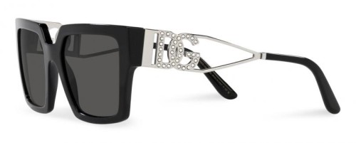 DOLCE & GABBANA DG4446B - 501/87 - 53 Lunettes de soleil Noir, Argent Angulaire