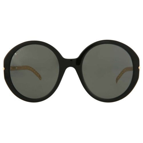 Gucci GG0726S WITHOUT CHAIN - 001 - 56 Lunettes de soleil Or, Noir Rond