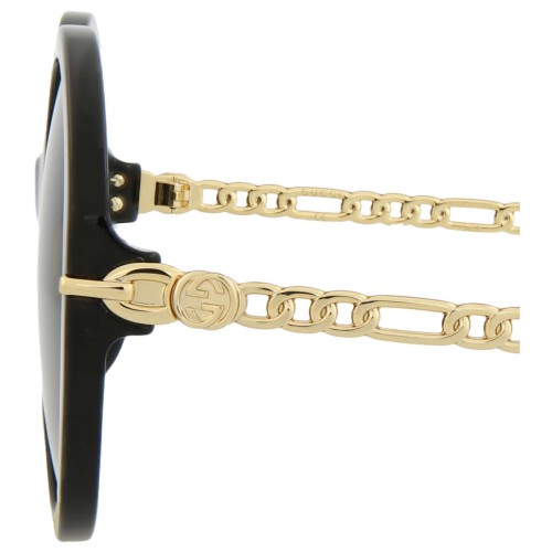 Gucci GG0726S WITHOUT CHAIN - 001 - 56 Lunettes de soleil Or, Noir Rond