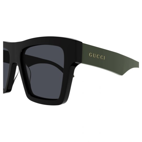 Gucci GG0962S - 009 - 55 Lunettes de soleil Noir, Vert Angulaire