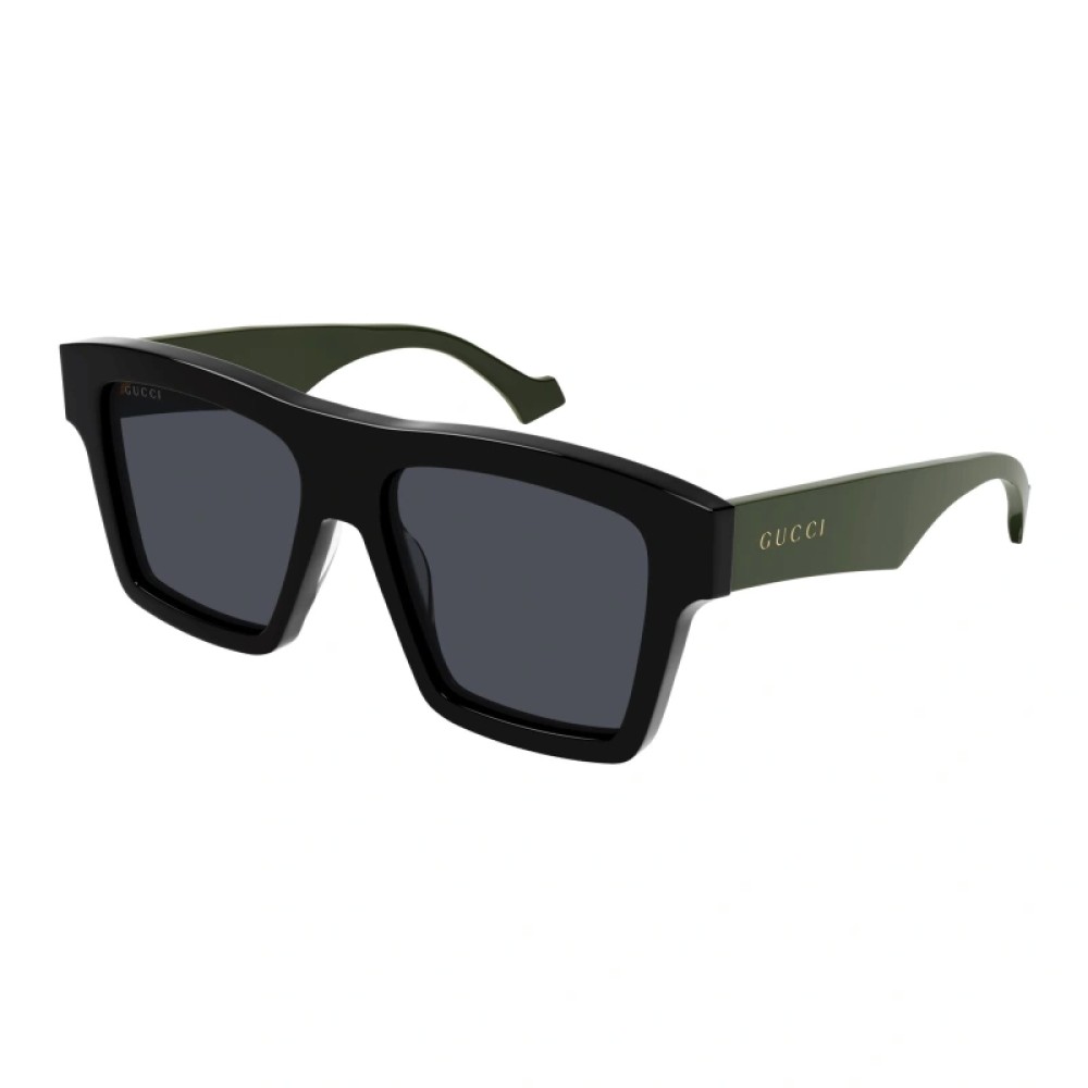 Gucci GG0962S - 009 - 55 Lunettes de soleil Noir, Vert Angulaire