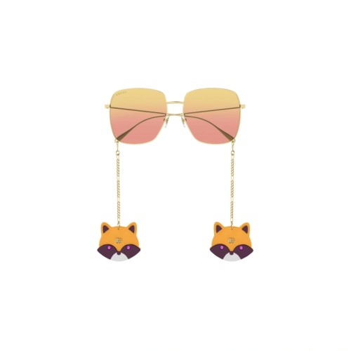 Gucci GG1031S WITH CHAIN - 005 - 59 Lunettes de soleil Gold Square