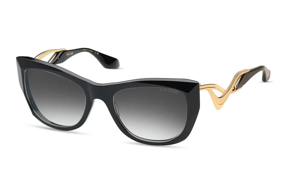 Dita ICELUS DTS438-A - 01 - 55 Lunettes de soleil Noir, Or Coussin arrondi