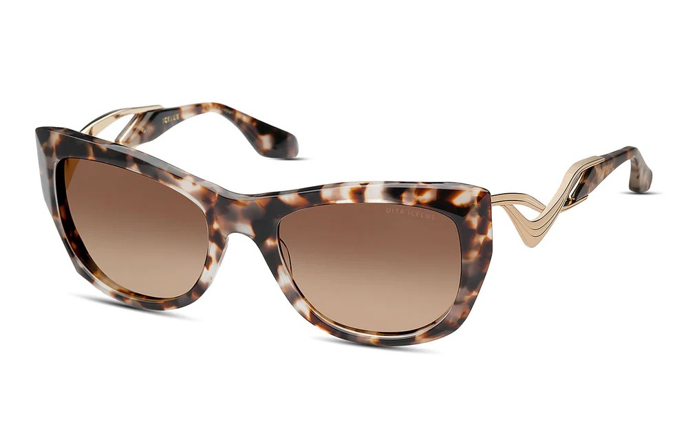 Dita ICELUS DTS438-A - 03 - 55 Lunettes de soleil Havane, Or Coussin arrondi