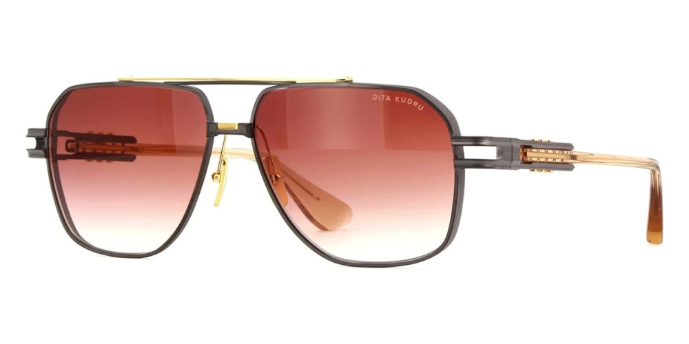 Dita KUDRU DTS436-A - 03 - 61 Lunettes de soleil Or, Noir Pilote (Aviateur)