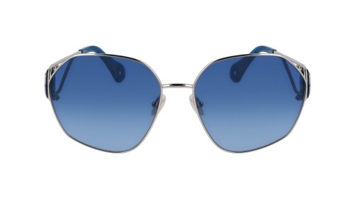 Lanvin LNV127S - 721 - 62 Lunettes de soleil Argent, Bleu Angulaire