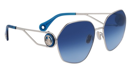 Lanvin LNV127S - 721 - 62 Lunettes de soleil Argent, Bleu Angulaire