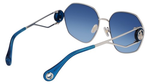Lanvin LNV127S - 721 - 62 Lunettes de soleil Argent, Bleu Angulaire