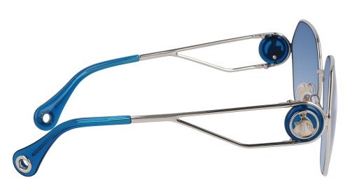 Lanvin LNV127S - 721 - 62 Lunettes de soleil Argent, Bleu Angulaire