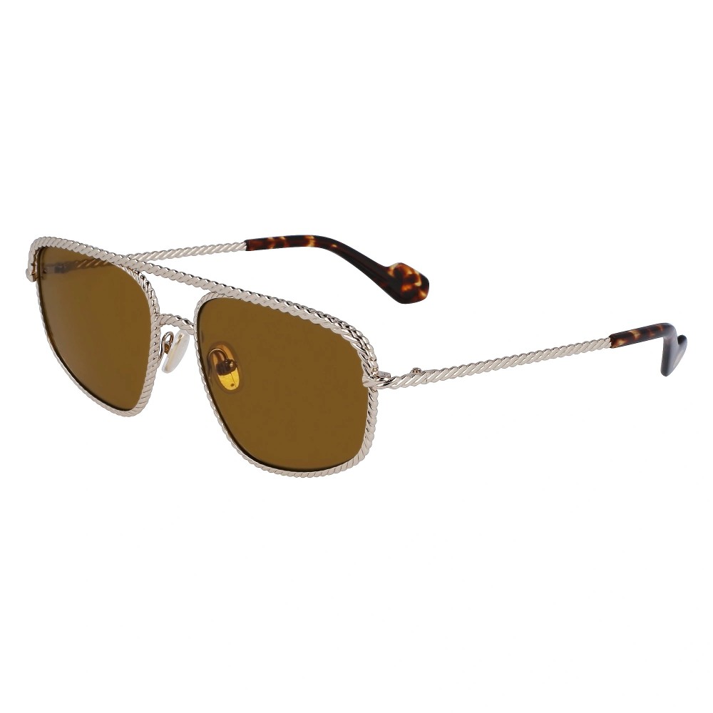 Lanvin LNV128S - 733 - 58 Lunettes de soleil Argent, Havane Pilote (Aviateur)