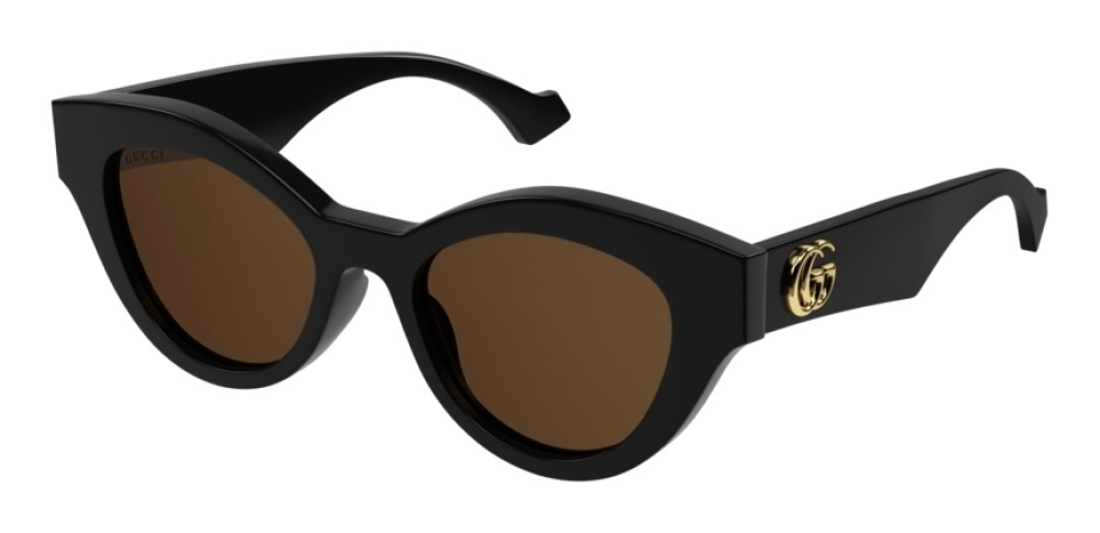 Gucci GG0957S - 003 - 51 Lunettes de soleil Noir, Or Œil de chat