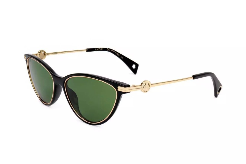 Lanvin LNV607S - 001 - 57 Lunettes de soleil Noir, Or Œil de chat
