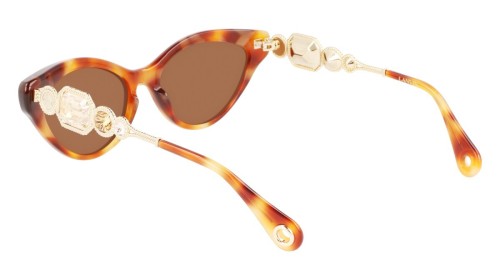 Lanvin LNV631SR - 217 - 56 Lunettes de soleil Havane, Or Œil de chat