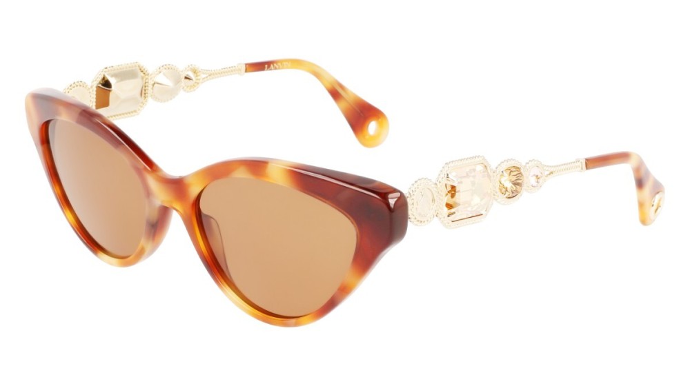 Lanvin LNV631SR - 217 - 56 Lunettes de soleil Havane, Or Œil de chat