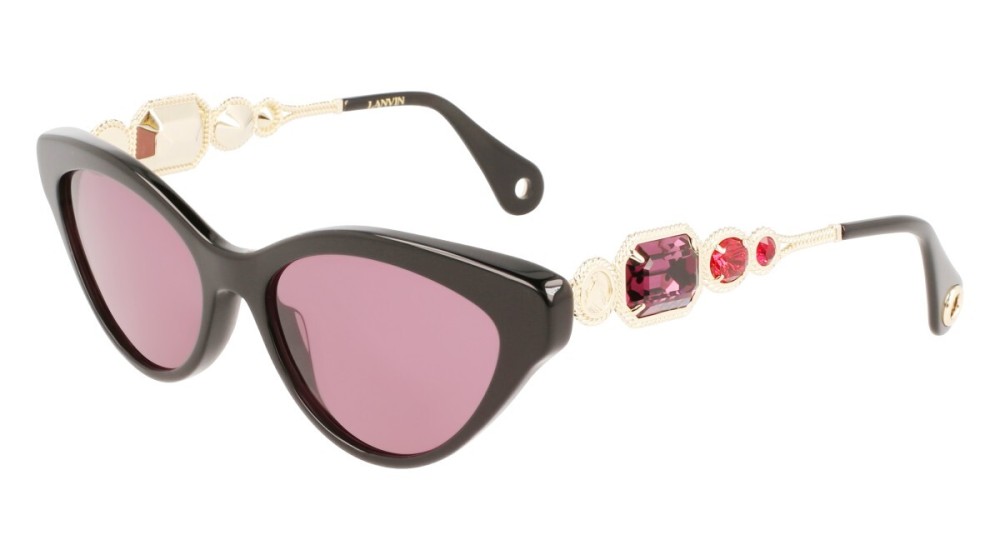 Lanvin LNV631SR - 001 - 56 Lunettes de soleil Noir, Or, Rouge Œil de chat