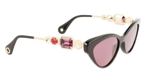Lanvin LNV631SR - 001 - 56 Lunettes de soleil Noir, Or, Rouge Œil de chat
