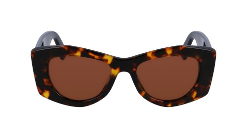 Lanvin LNV638S - 234 - 52 Lunettes de soleil Havane, Blanc, Noir à motifs Œil de chat
