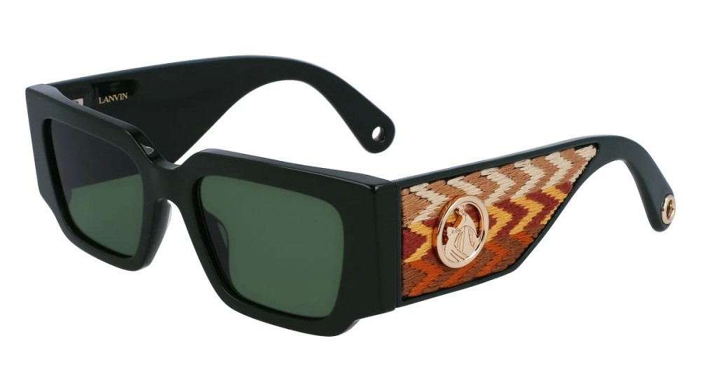 Lanvin LNV639S - 318 - 52 Lunettes de soleil Vert, Marron à motifs Angulaire
