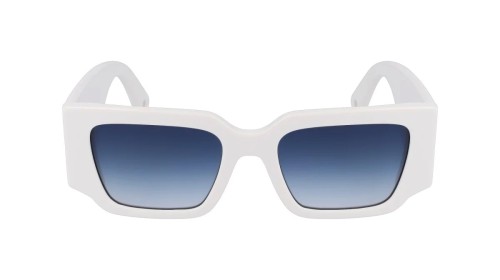 Lanvin LNV639S - 102 - 52 Lunettes de soleil Blanc, Bleu, À motifs Angulaire