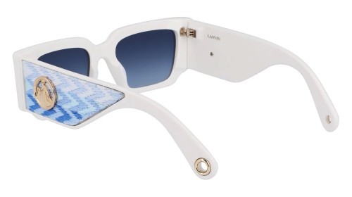 Lanvin LNV639S - 102 - 52 Lunettes de soleil Blanc, Bleu, À motifs Angulaire
