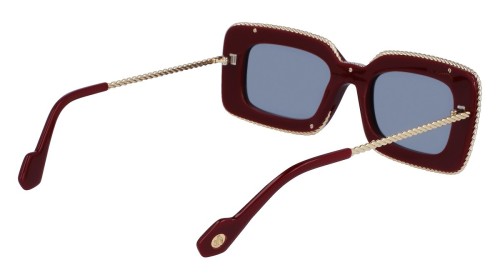 Lanvin LNV645S - 600 - 52 Lunettes de soleil Bordeaux, Or Angulaire