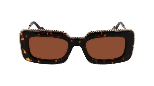 Lanvin LNV645S - 234 - 52 Lunettes de soleil Havane foncé, Or Angulaire