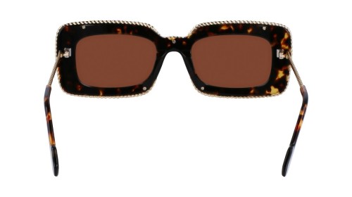Lanvin LNV645S - 234 - 52 Lunettes de soleil Havane foncé, Or Angulaire