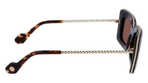 Lanvin LNV645S - 234 - 52 Lunettes de soleil Havane foncé, Or Angulaire