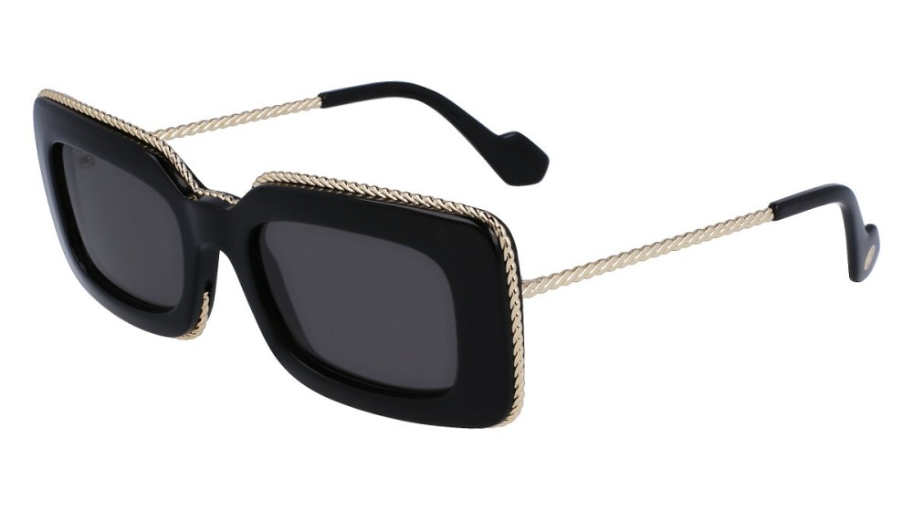 Lanvin LNV645S - 001 - 52 Lunettes de soleil Or, Noir Angulaire