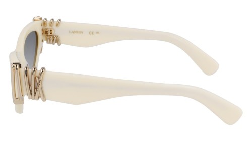 Lanvin LNV664S - 103 - 53 Lunettes de soleil Blanc, Or Œil de chat