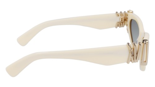 Lanvin LNV664S - 103 - 53 Lunettes de soleil Blanc, Or Œil de chat