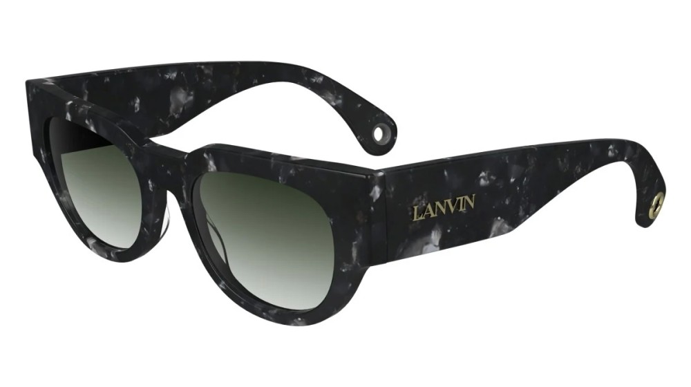 Lanvin LNV670S - 009 - 51 Lunettes de soleil Noir, Gris, À motifs Angulaire