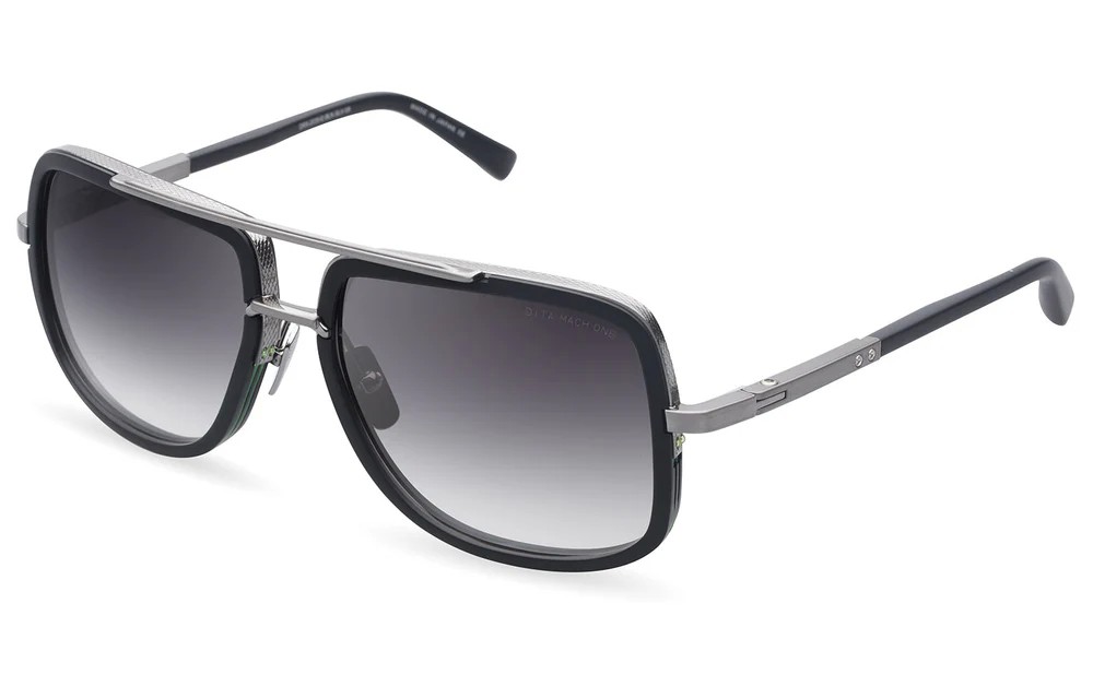 Dita MACH ONE DRX-2030 TITANIUM - E - 59 Lunettes de soleil Noir, Argent Pilote (Aviateur)