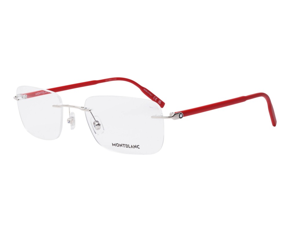 Mont Blanc MB0221O - 010 - 59 Cadres optiques Argent, Rouge Angulaire