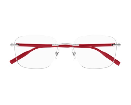 Mont Blanc MB0222O - 003 - 55 Cadres optiques Argent, Rouge Angulaire