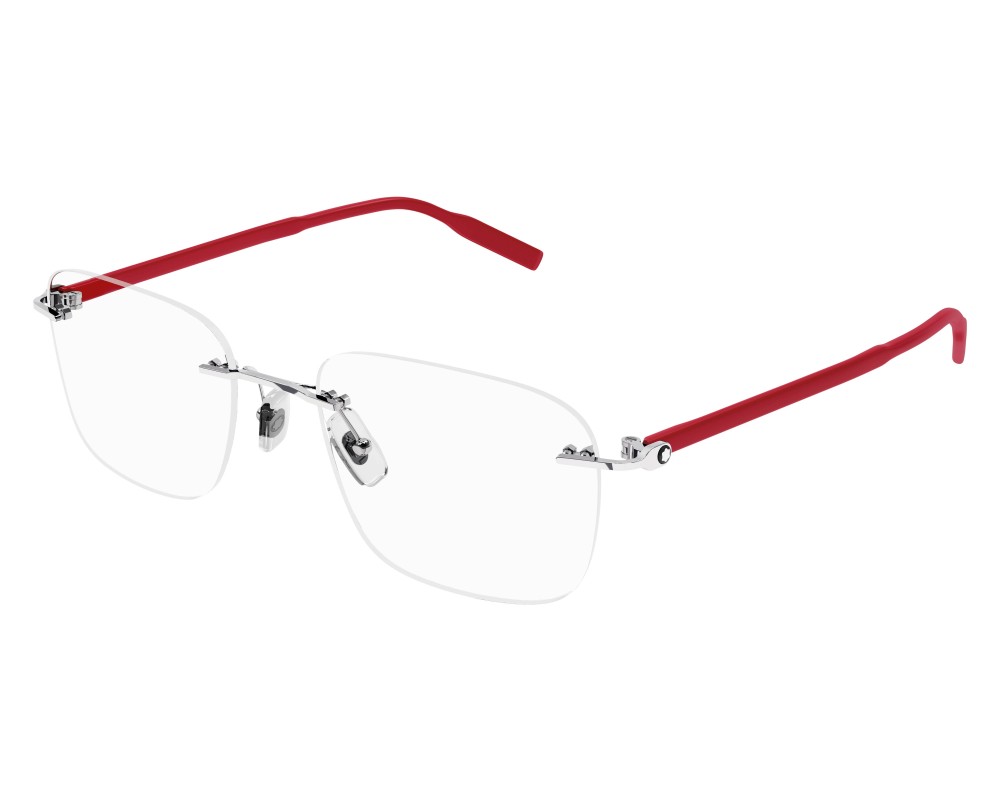 Mont Blanc MB0222O - 003 - 55 Cadres optiques Argent, Rouge Angulaire
