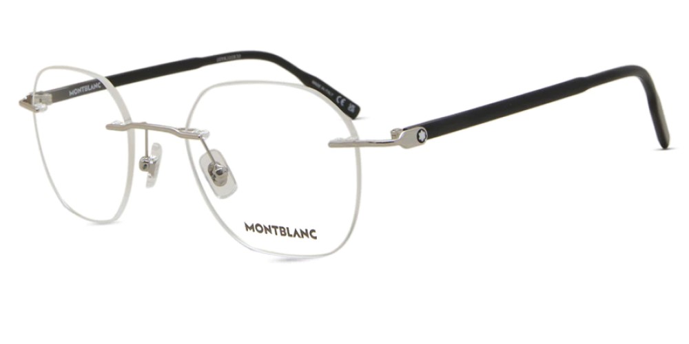 Mont Blanc MB0223O - 001 - 50 Cadres optiques Argent, Noir Angulaire
