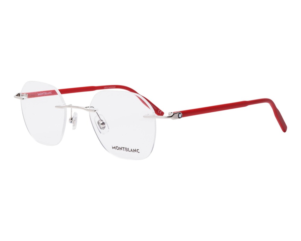 Mont Blanc MB0223O - 003 - 50 Cadres optiques Argent, Rouge Angulaire