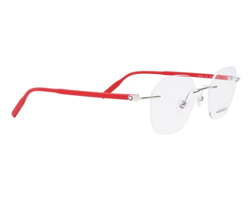 Mont Blanc MB0223O - 003 - 50 Cadres optiques Argent, Rouge Angulaire