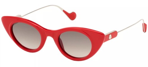 Moncler ML0102 - 66B - 45 Lunettes de soleil Rouge, Argent Œil de chat