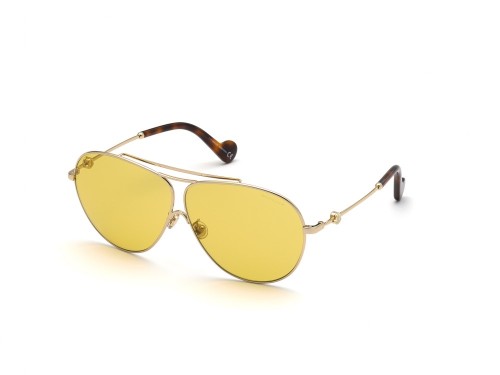 Moncler ML0169 CANDESCE - 32E - 64 Lunettes de soleil Or, Havane Pilote (Aviateur)