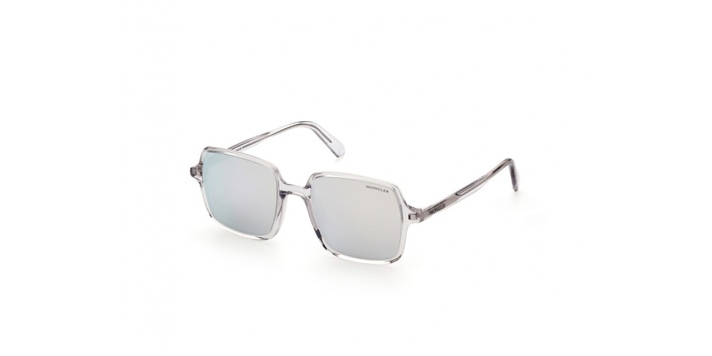 Moncler ML0212 SHADORN - 26D - 51 - AVEC DES VERRES POLARISÉS Lunettes de soleil Transparent, Argent Angulaire