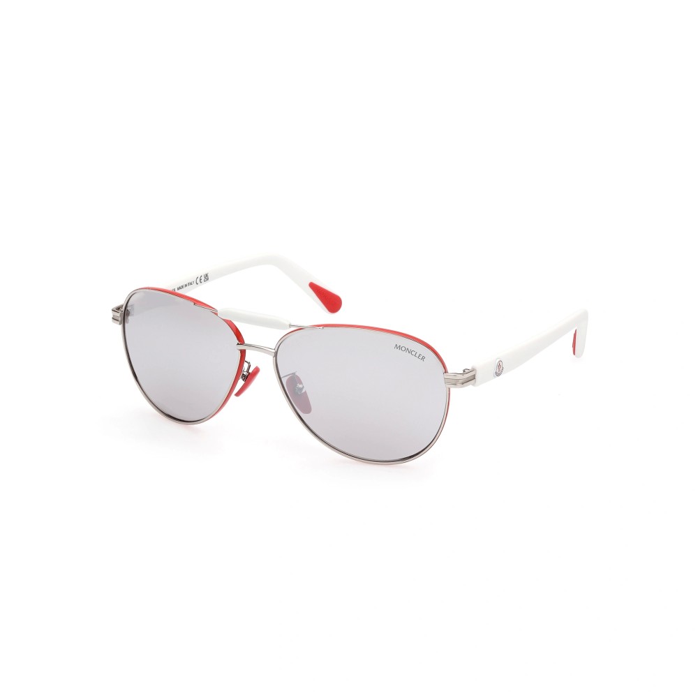 Moncler ML0241-H STELLER - 16C - 62 Lunettes de soleil Blanc, Rouge Pilote (Aviateur)