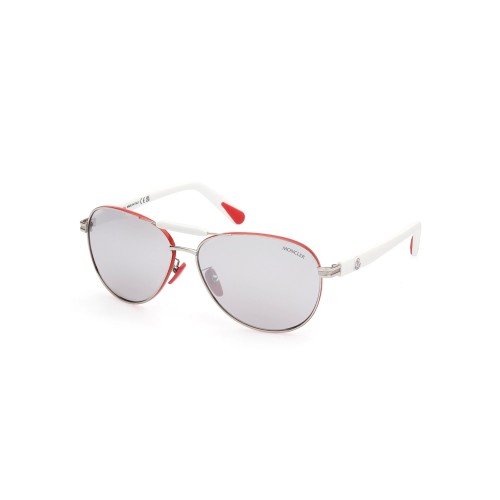 Moncler ML0241-H STELLER - 16C - 62 Lunettes de soleil Blanc, Rouge Pilote (Aviateur)
