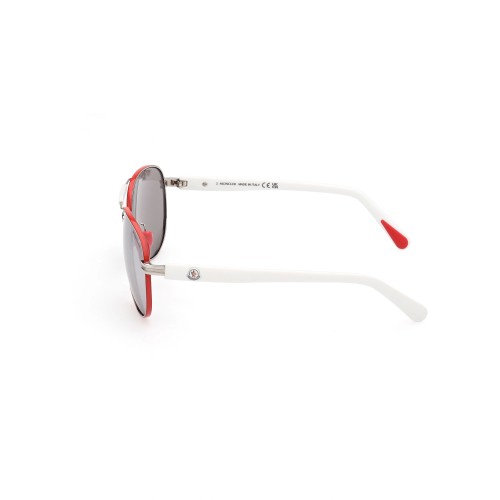 Moncler ML0241-H STELLER - 16C - 62 Lunettes de soleil Blanc, Rouge Pilote (Aviateur)