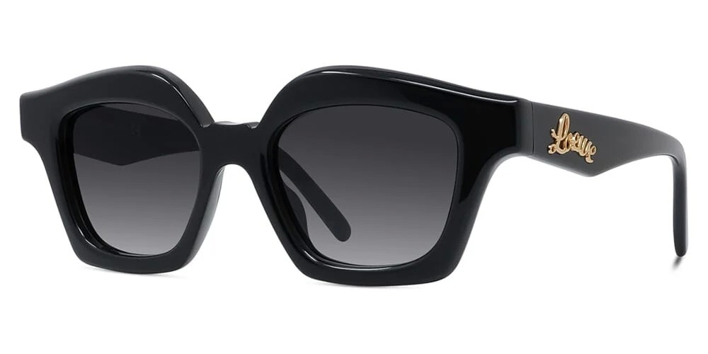 Loewe LW40078I - 01B - 49 Lunettes de soleil Noir, Or Angulaire