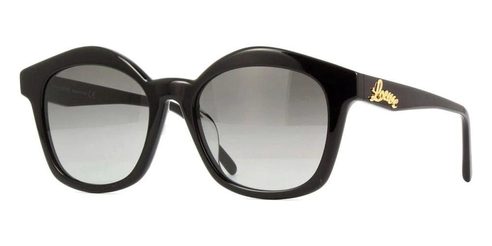 Loewe LW40079U - 01B - 55 Lunettes de soleil Noir, Or Coussin arrondi