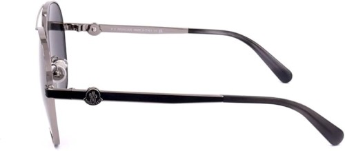 Moncler ML0263 VIZTA - 14A - 59 Lunettes de soleil Argent, Noir Pilote (Aviateur)